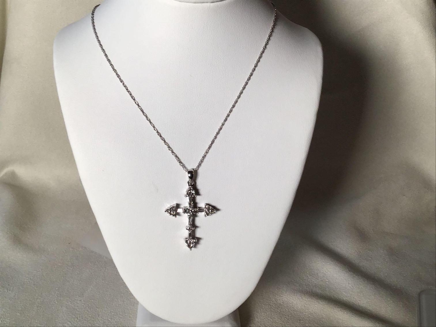 Image for White Gold and Diamond Cross Pendant