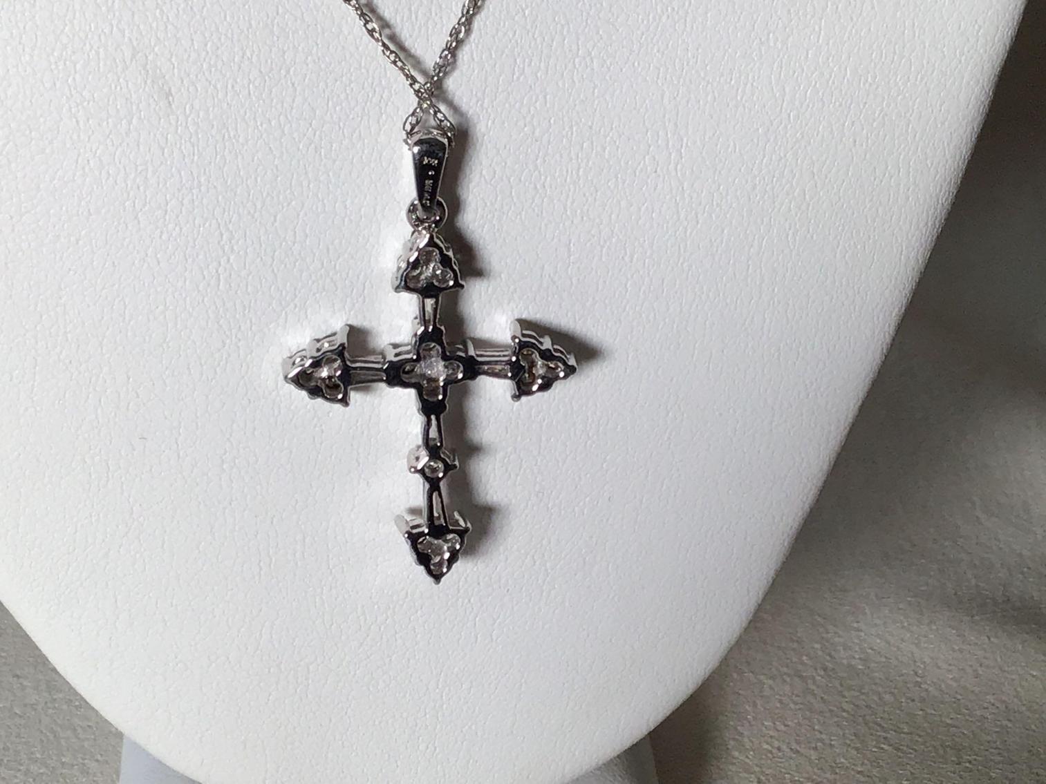 Image for White Gold and Diamond Cross Pendant