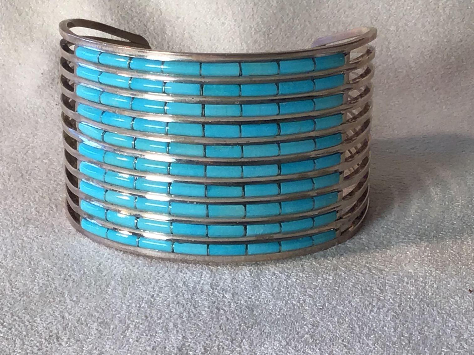 Image for Native American Sterling Silver and Turquoise Bracelet