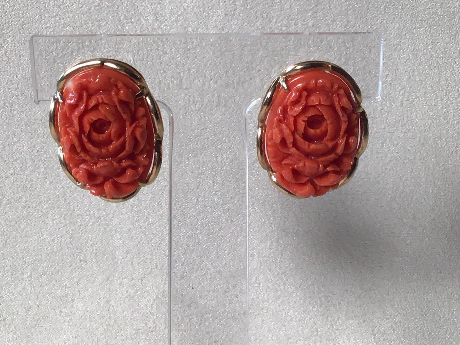 Image for Coral and 14 kt gold Ring and Earrings