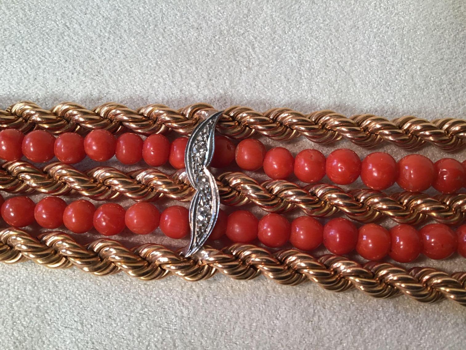 Image for Coral Bead and 18 kt Gold Bracelet
