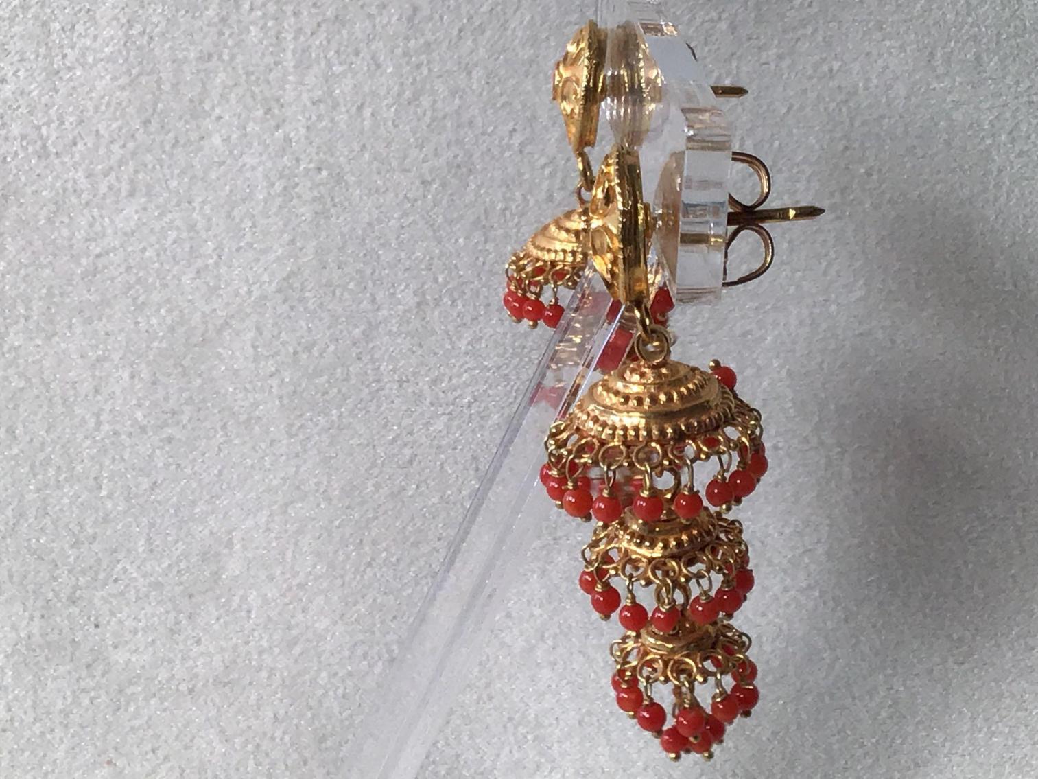 Image for Coral and 14 kt Gold Chandelier Earrings 