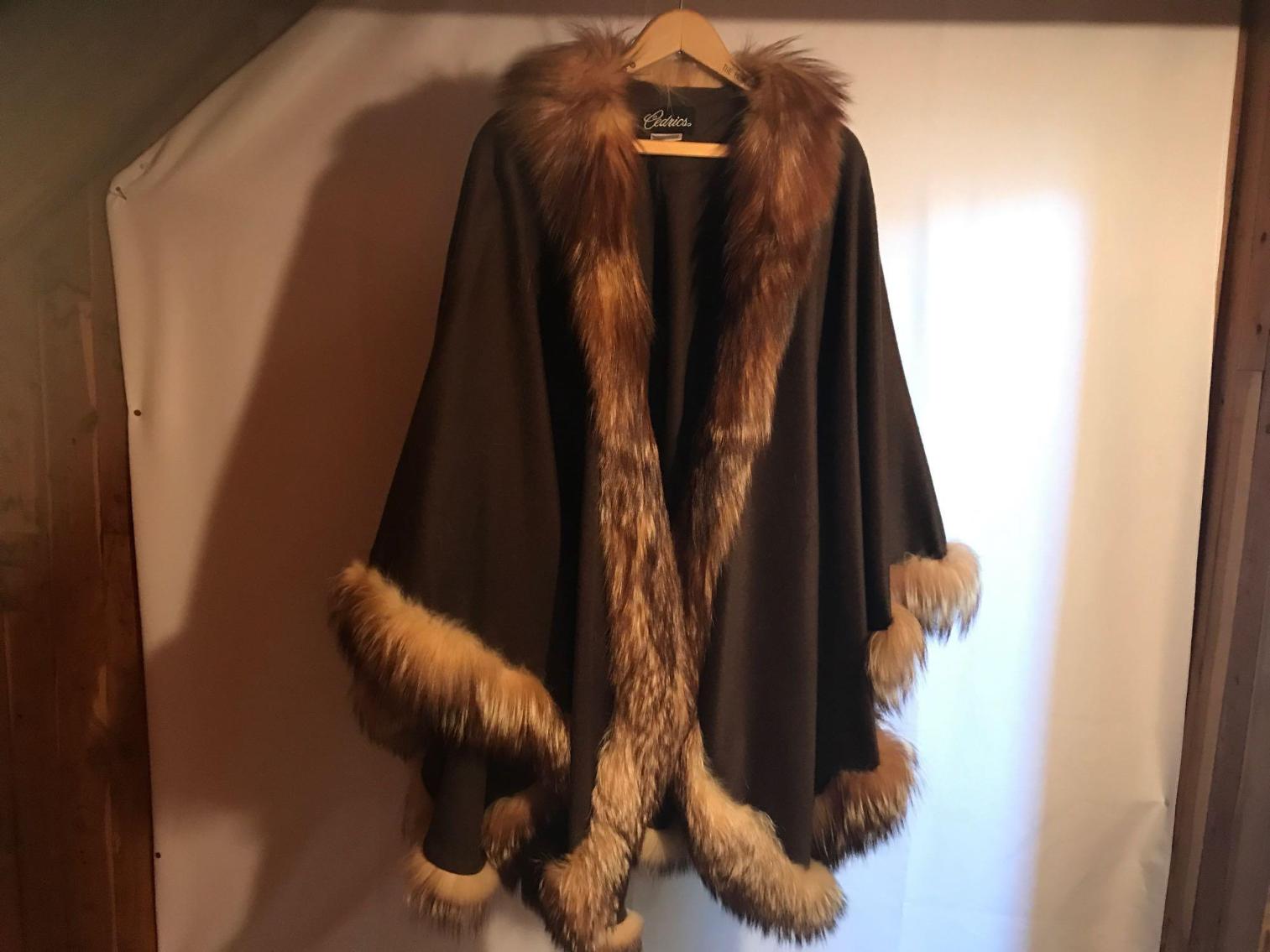 Image for Brown Cashmere and Fox Fur Cape