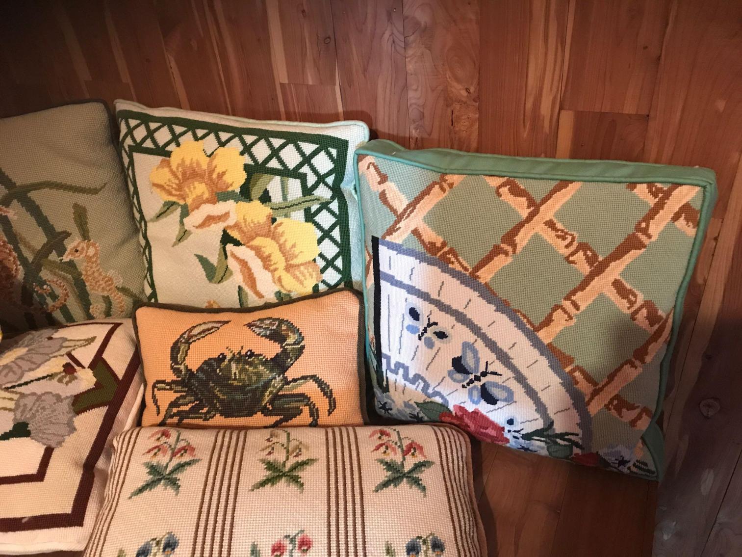 Image for Large Lot of Needlepoint Pillows