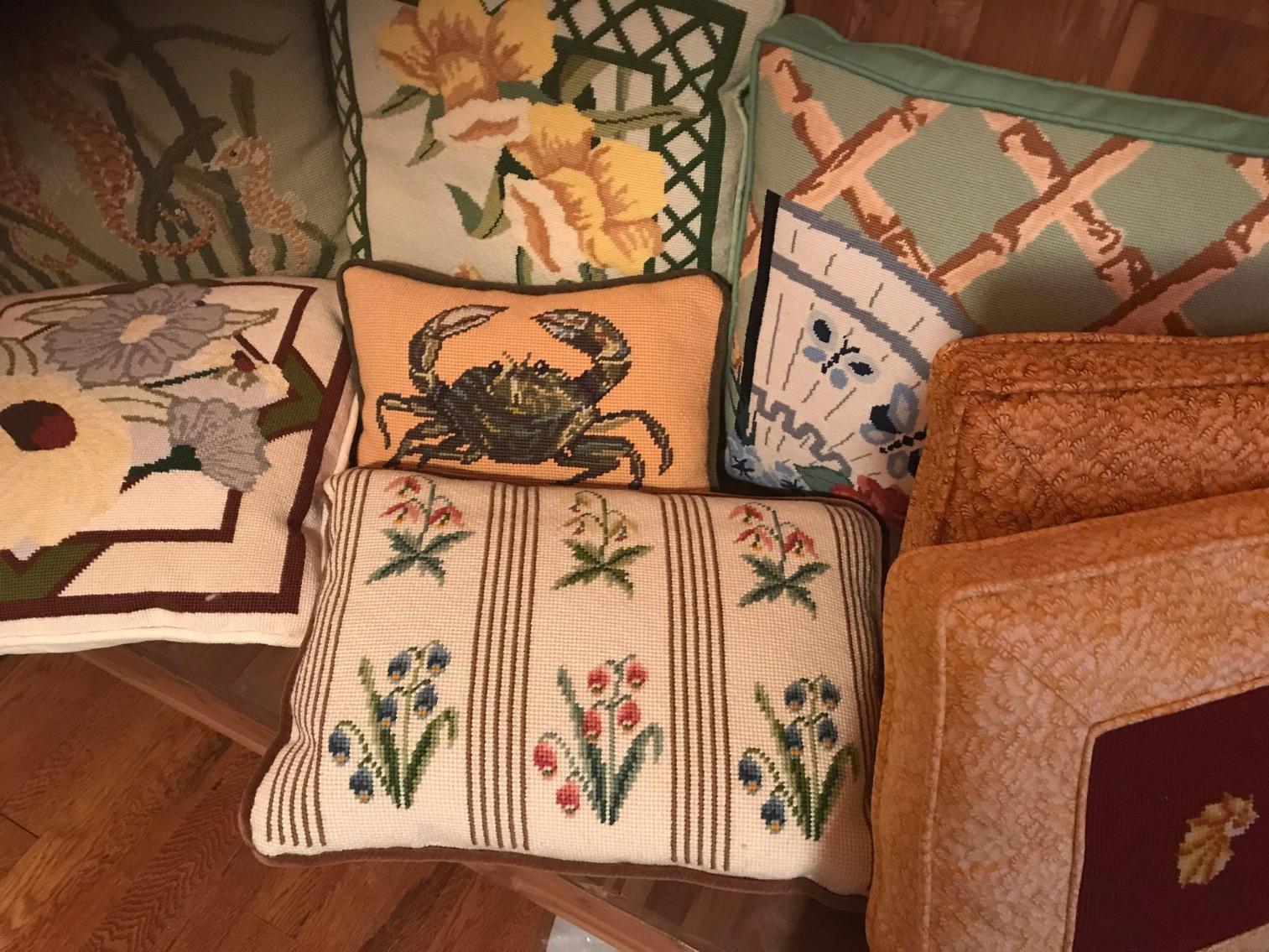 Image for Large Lot of Needlepoint Pillows