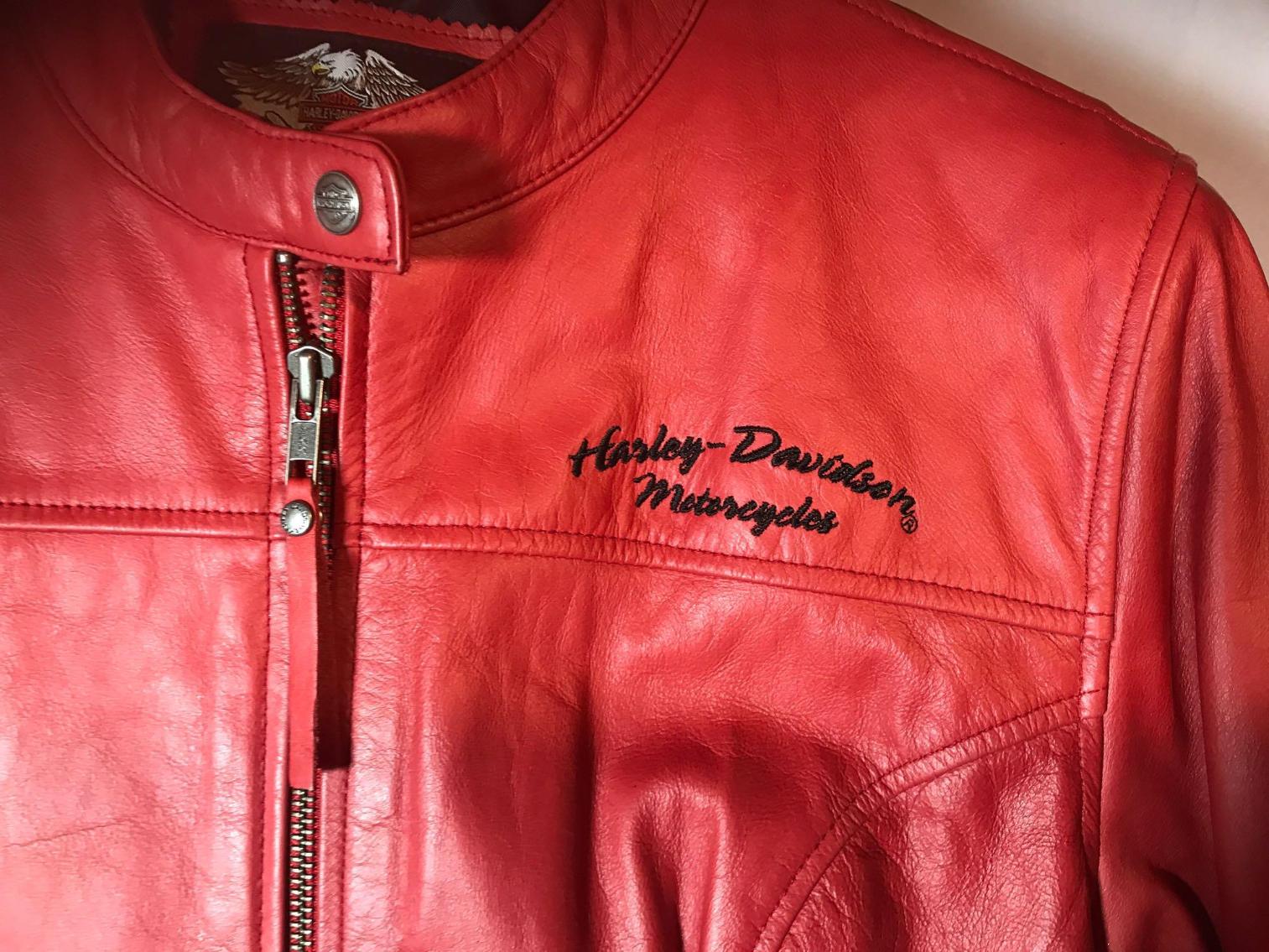 Image for Vintage Harley Davidson Red Leather Jacket
