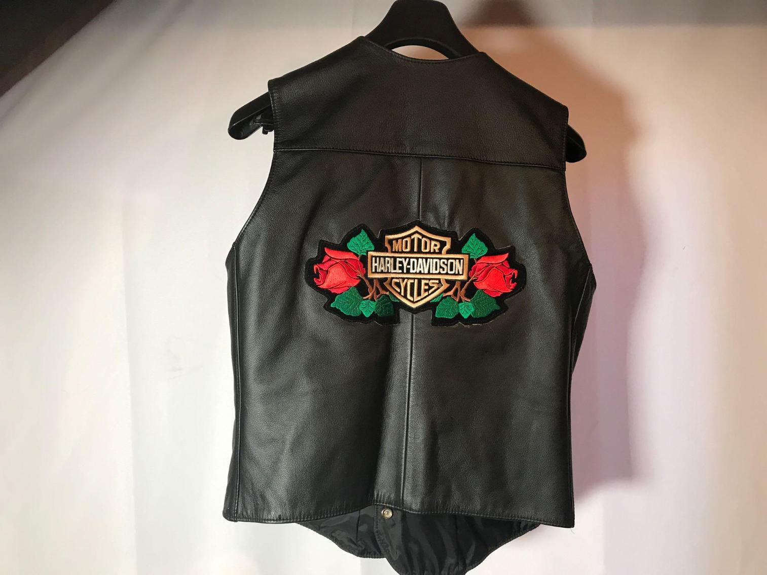 Image for Vintage Harley Davidson Leather Vest with reproduction Vintage patches