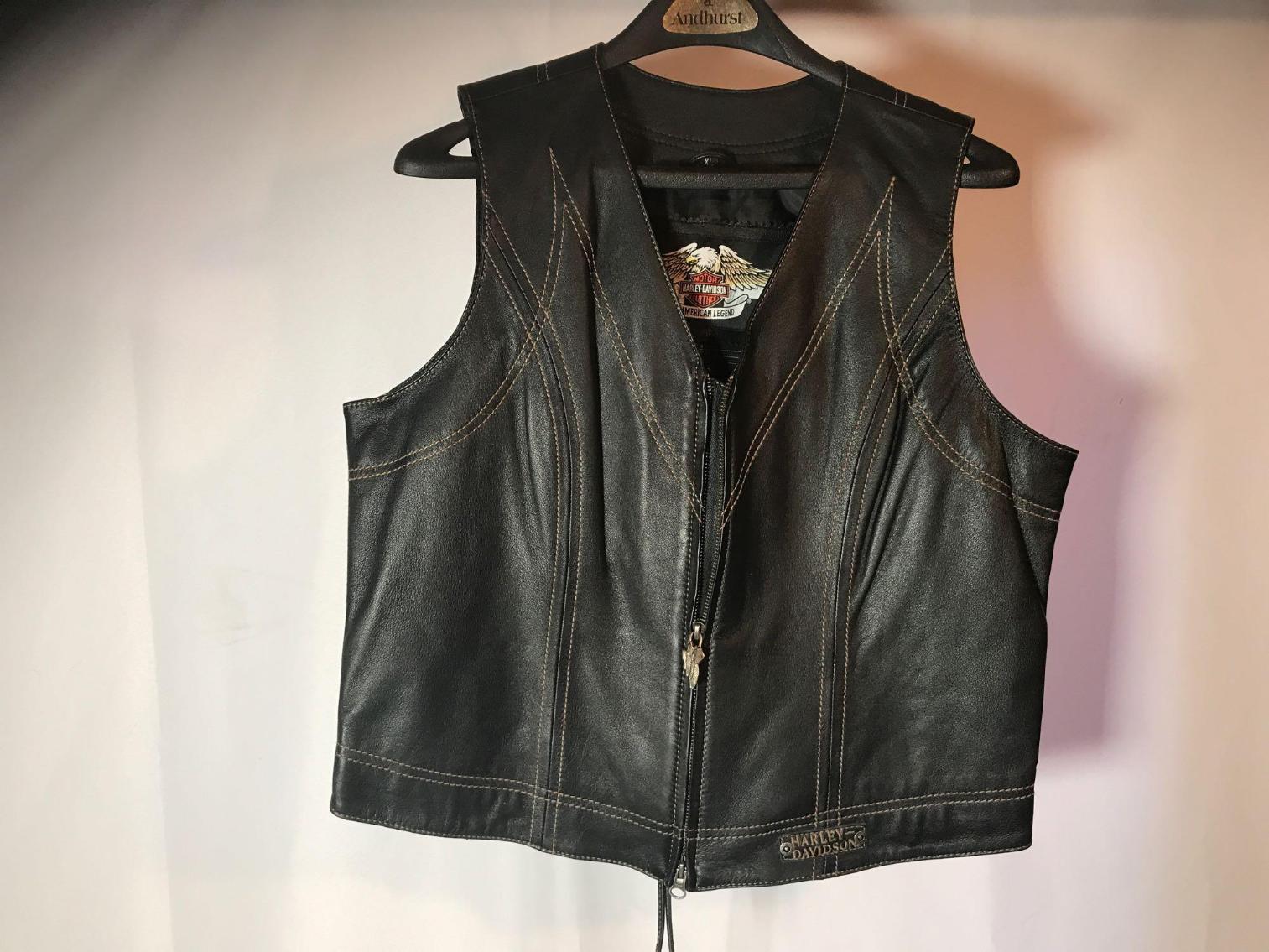 Image for Vintage Harley Davidson Leather Vest - Ladies XL