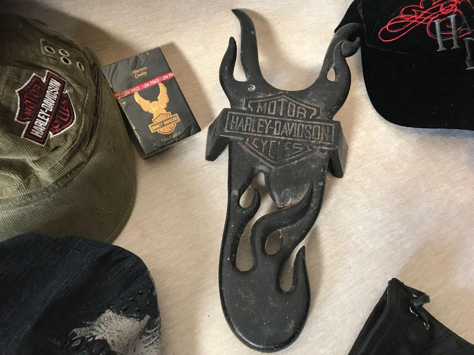 Image for Harley Davidson Boot Jack, Gloves, and several Hats  