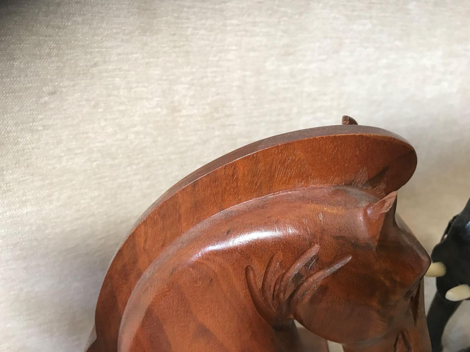 Image for Walnut Horse Bookends and an Elephant 