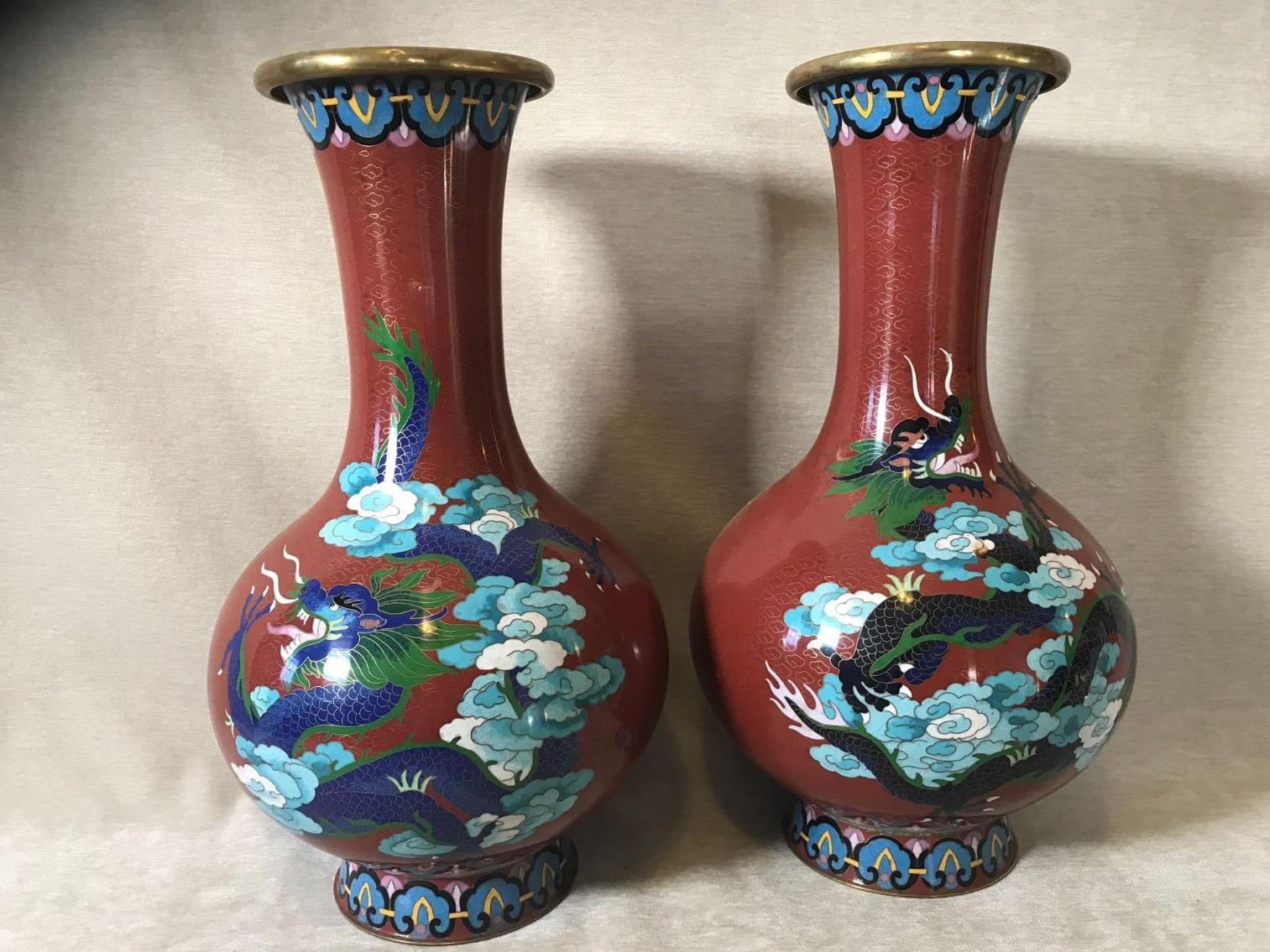 Image for Pair of Large Cloisonné Vases