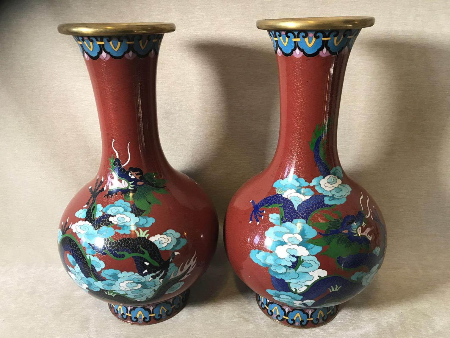 Image for Pair of Large Cloisonné Vases