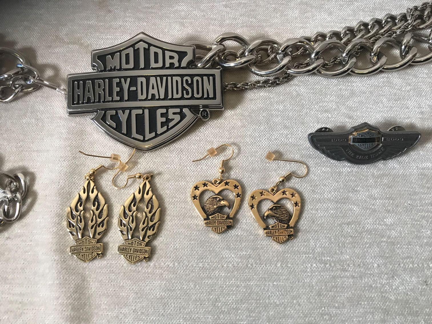 Image for Vintage Harley Davidson Chain Belt and Earrings