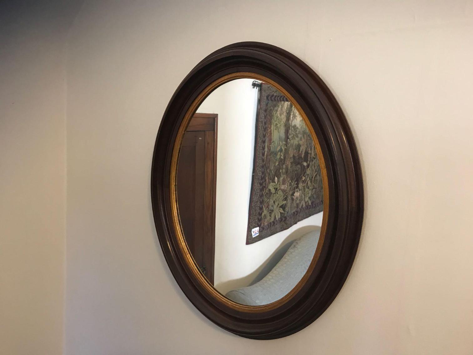Image for Oval Mirror in Antique Walnut Frame
