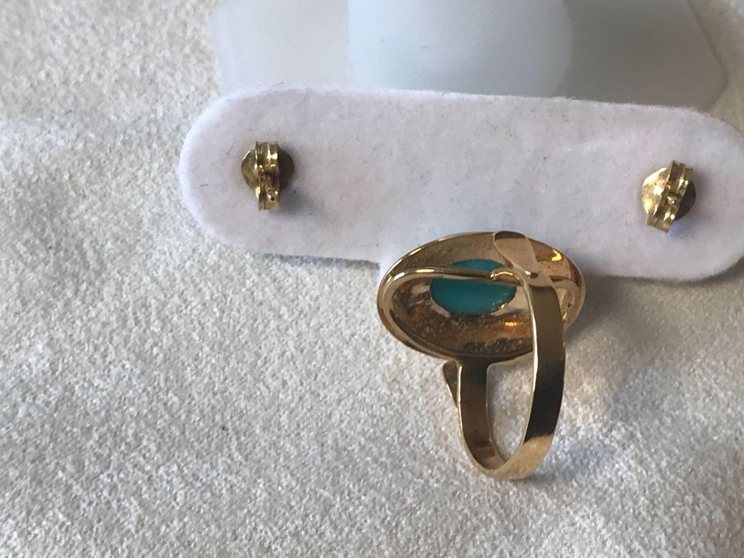 Image for Turquoise Ring and Earrings in 14 Kt Gold
