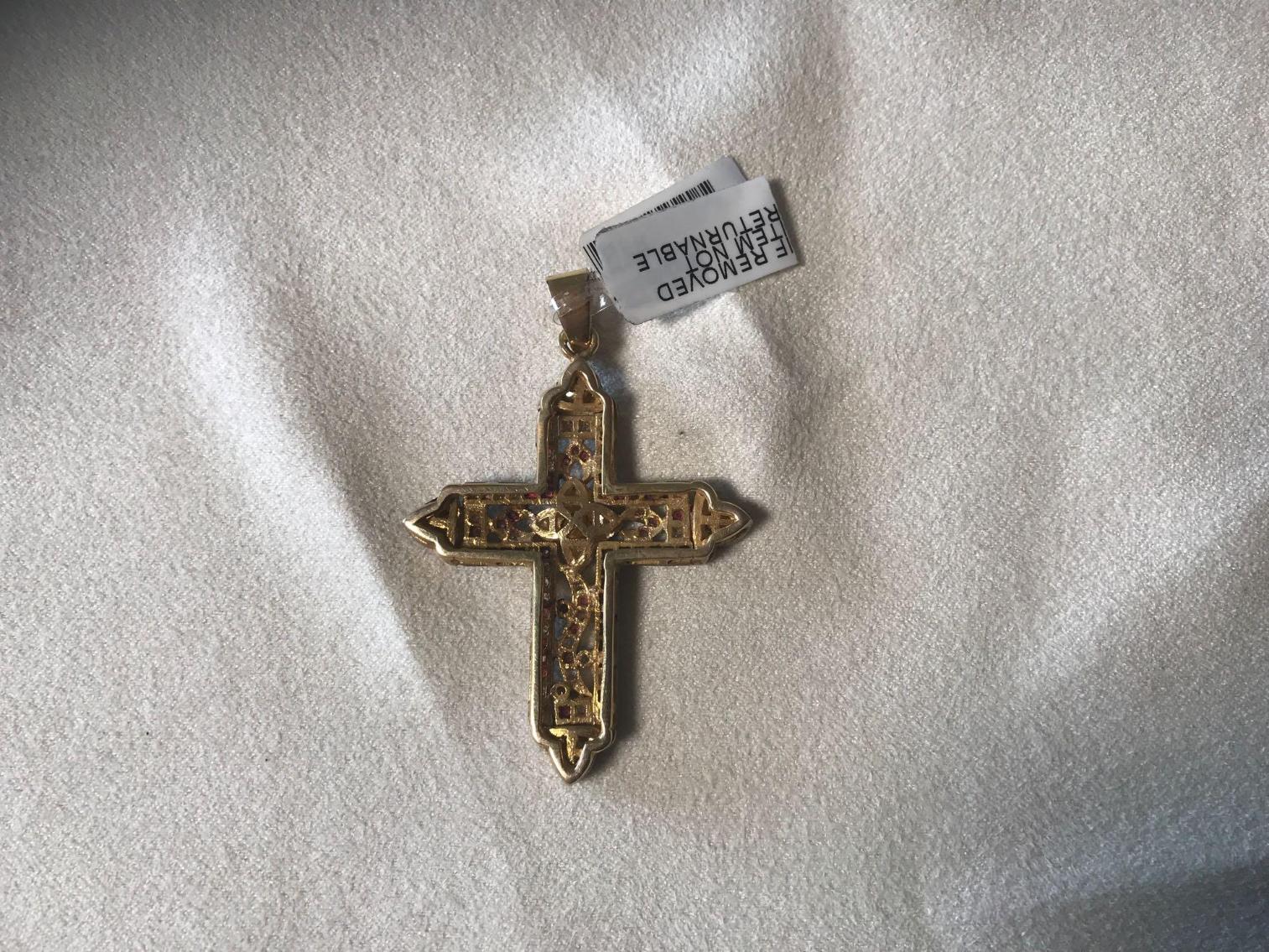 Image for Gold and Sterling Cross with Polki Diamonds