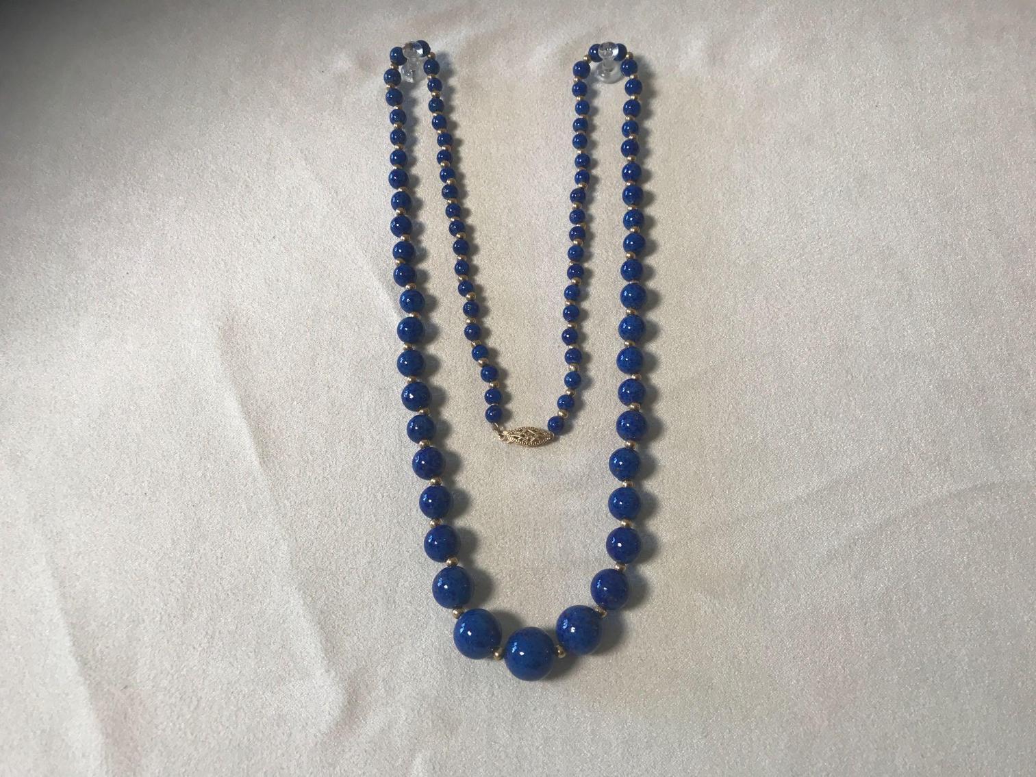 Image for Lapis and 14 Kt Gold Graduated Bead Necklace