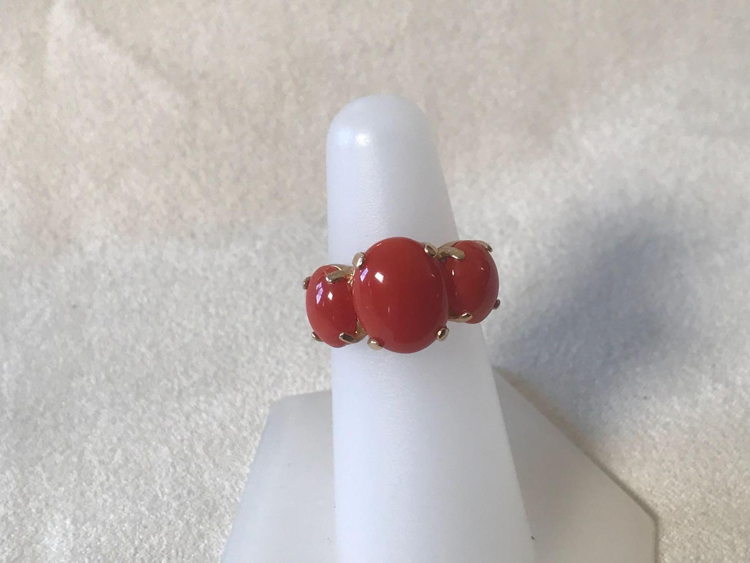Image for Coral and 14 Kt Gold Ring and Earrings