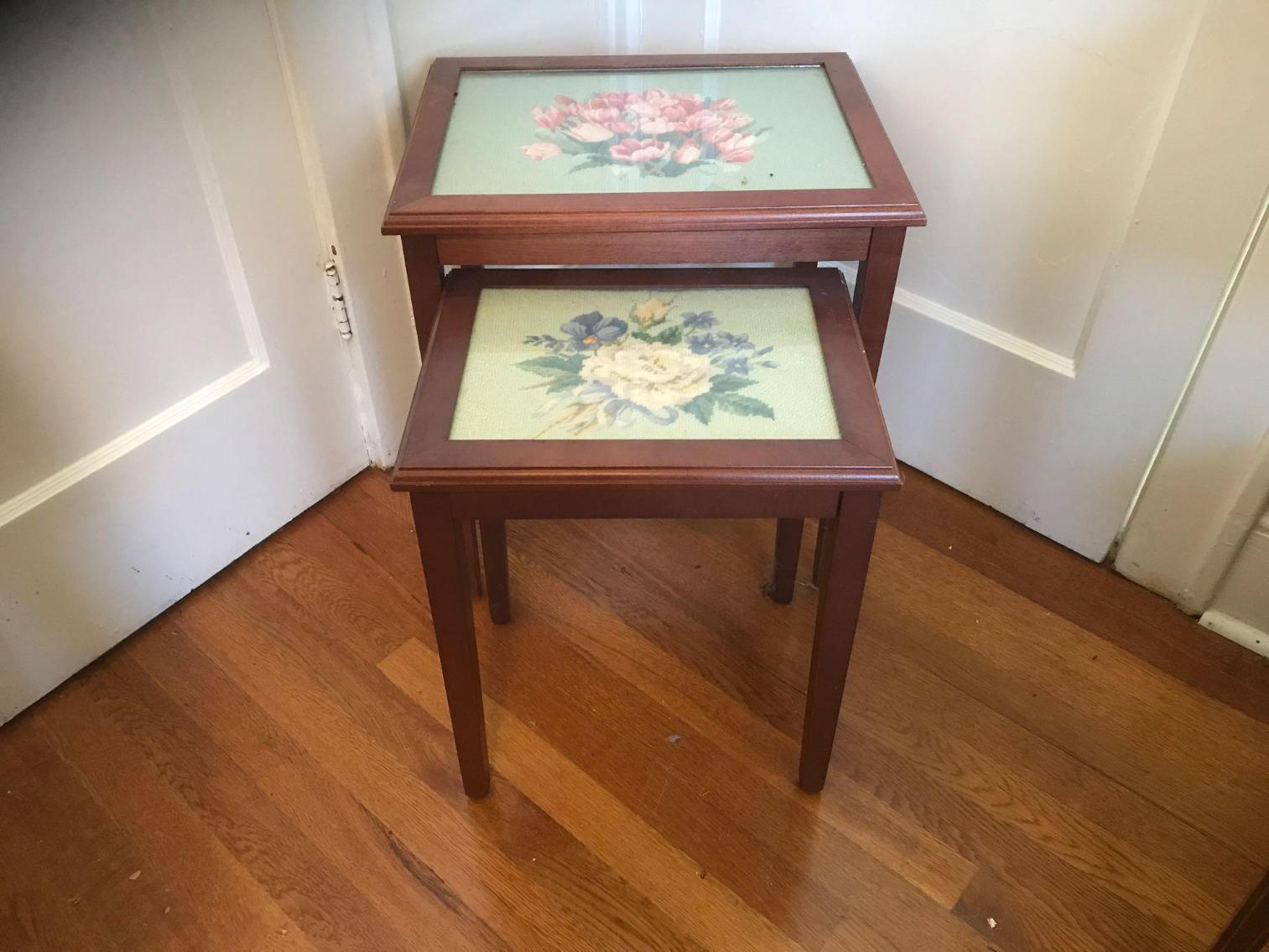 Image for Nesting Tables with Needlepoint Inserts 