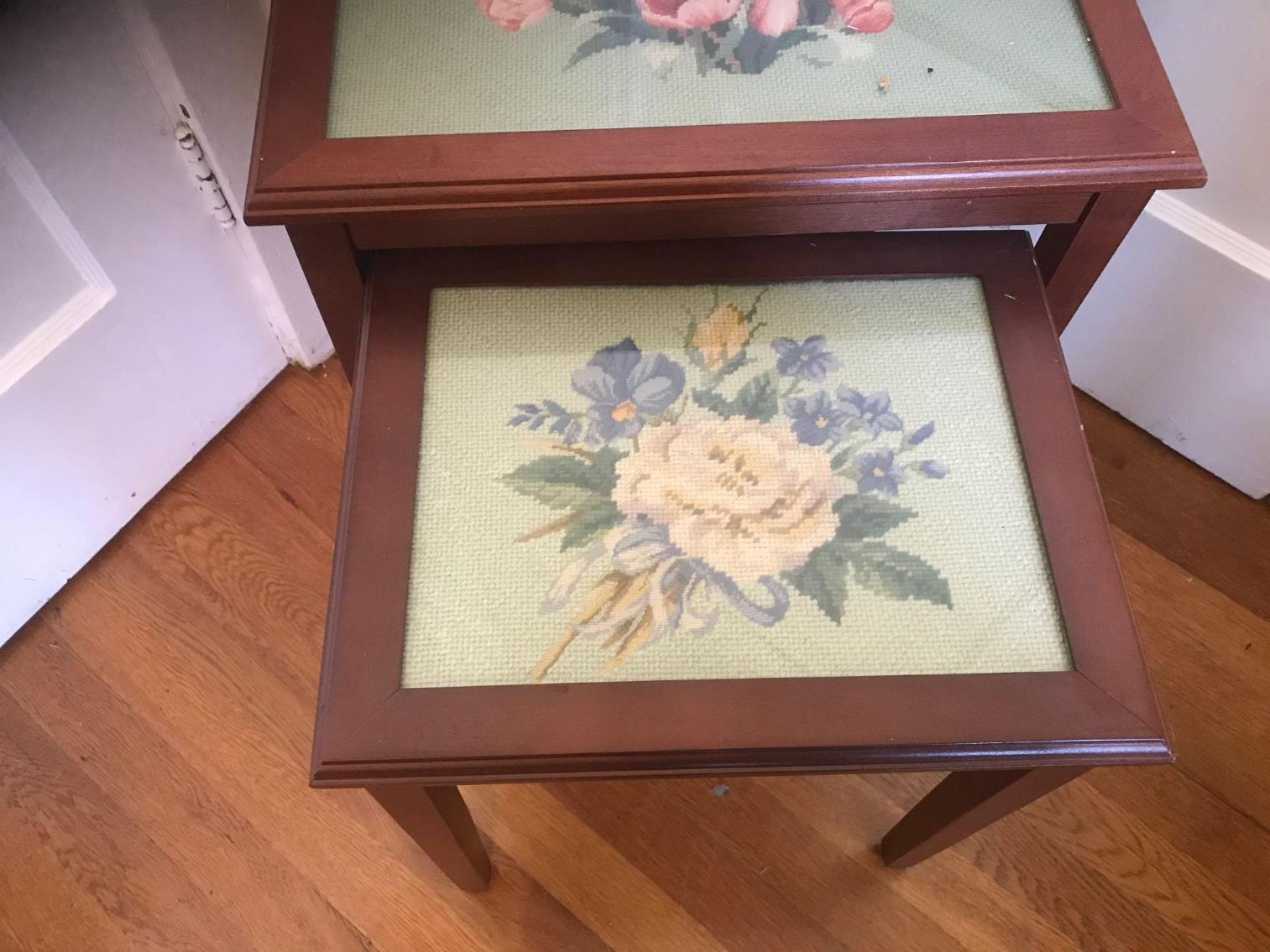 Image for Nesting Tables with Needlepoint Inserts 