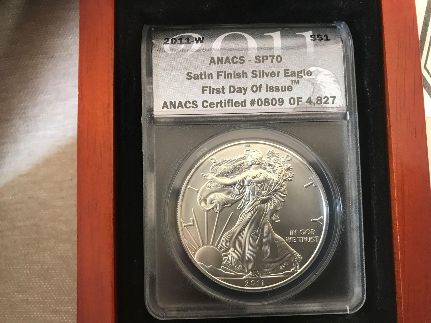 Image for 2011W Satin Finish Silver Eagle - First Day of Issue 