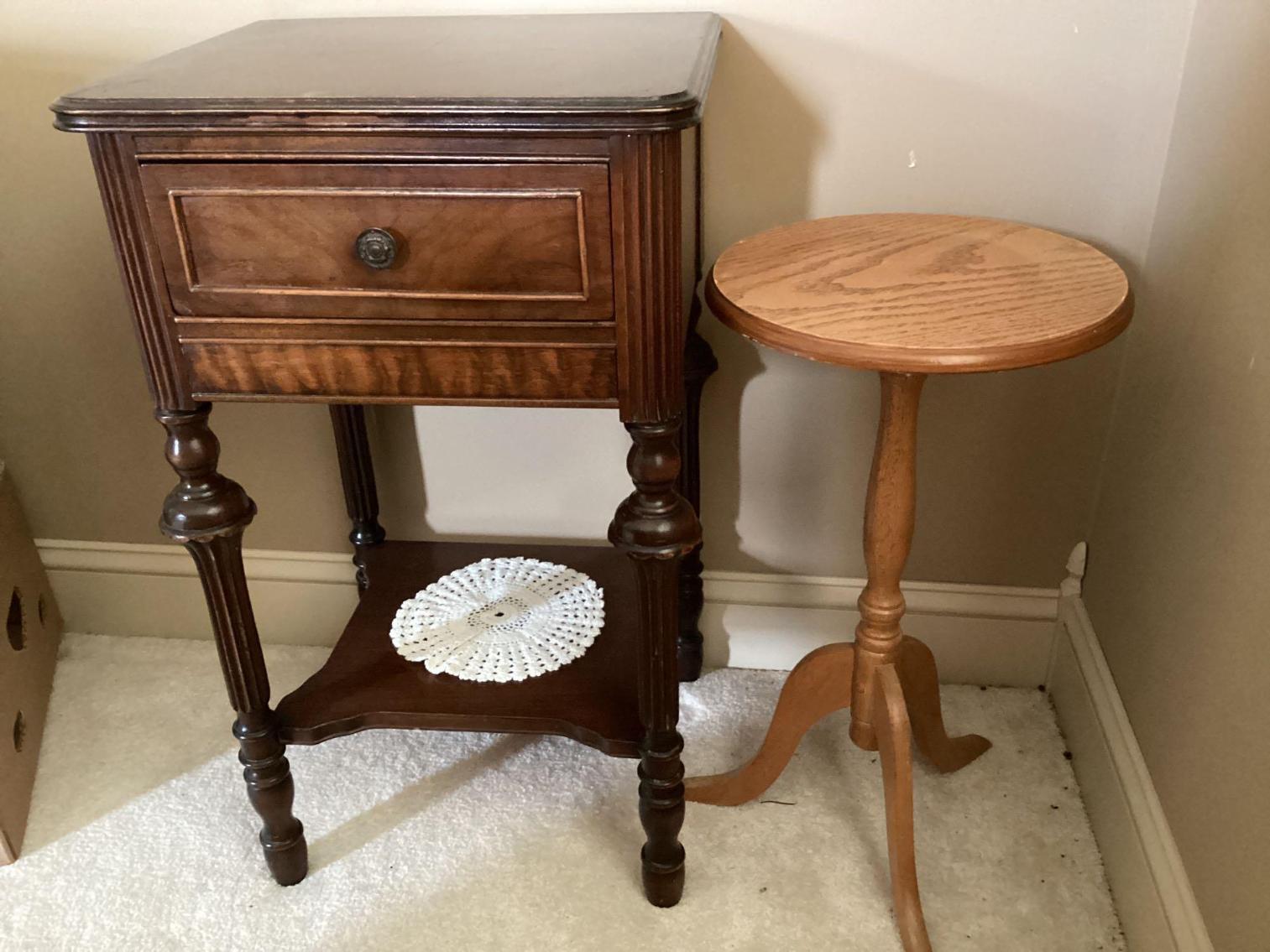 Image for Antique table and plant stand