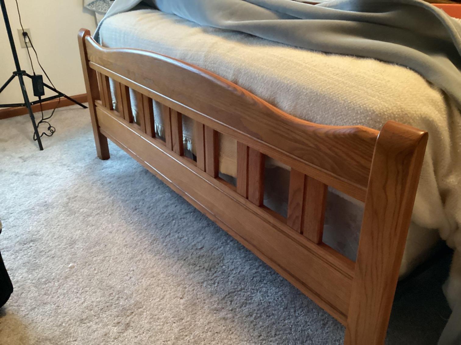 Image for Oak Queen Bed Frame and Pair of Night Stands