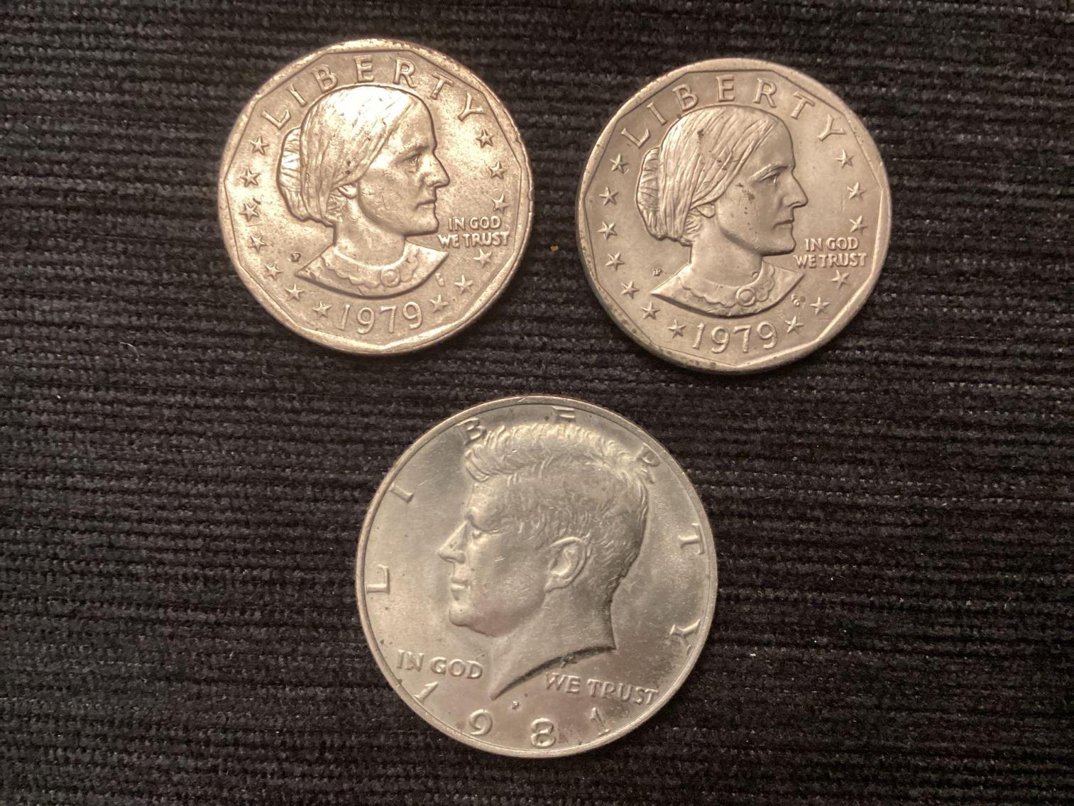 Image for Kennedy Half Dollar and Susan Anthony Dollars (2)