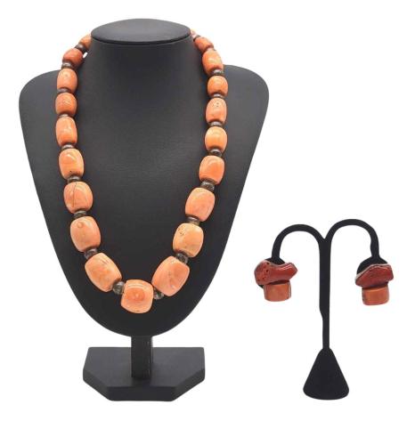 Coral Necklace & Earrings 