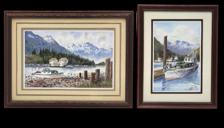 Two Jim Knutson Original Watercolors of Southeast Alaska