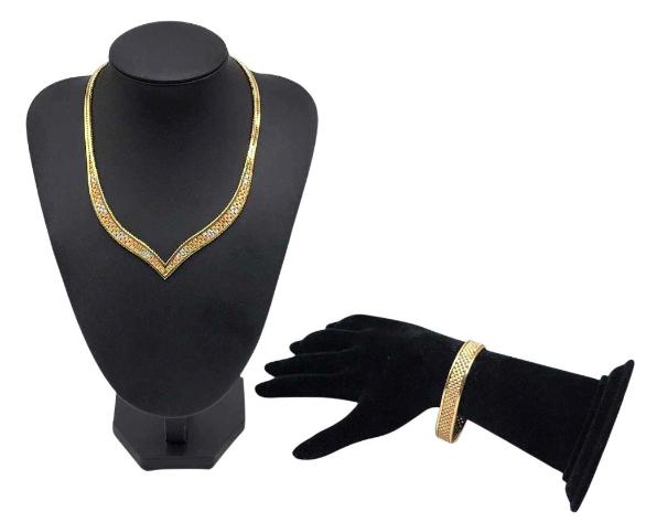 Italian 14k Tri-Color Gold Necklace & Bracelet 