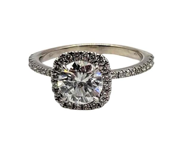 14k White Gold & Diamond Engagement Ring, 1.15~ Carats