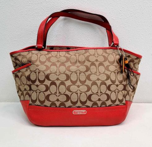 Coach Signature Red Leather Tote