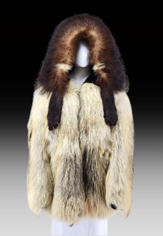 Wolf Fur Coat w/ Wolverine Ruff - David Green Furriers
