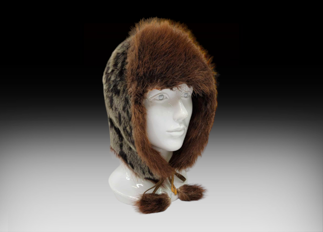 Spotted Seal & Beaver Fur Trappers Hat 