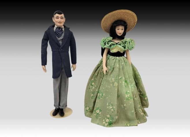 Franklin Heirloom Rhett Butler & Scarlett O'Hara, Gone With the Wind Bisque Porcelain Doll