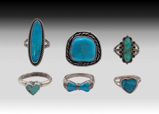 Sterling Silver & Turquoise Rings, Sizes 4.75-9