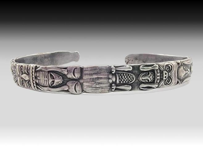 Sterling Silver Totemic Cuff Bracelet