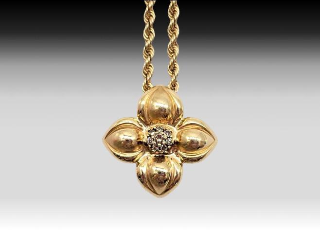 14k Gold Champagne Pendant Necklace