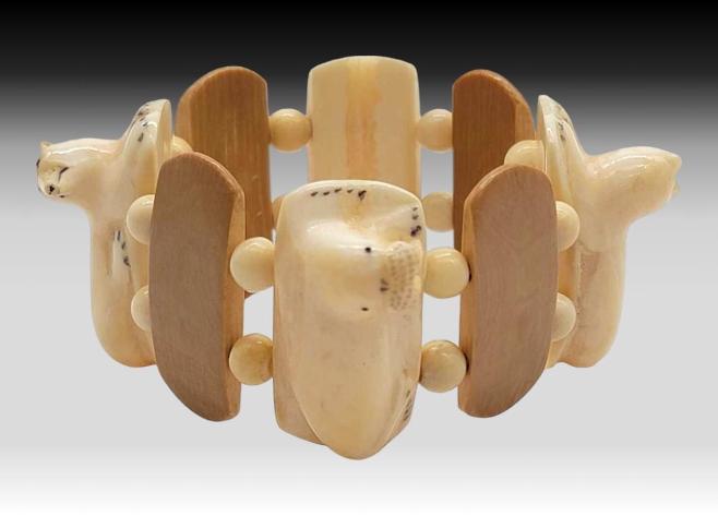 Mammoth & Walrus Ivory Scrimshaw Bracelet 