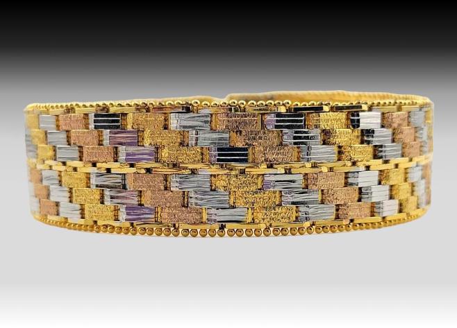 Sterling Silver Mesh Multi-Toned Bracelet 