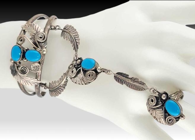 Sterling Silver & Turquoise Slave Bracelet 