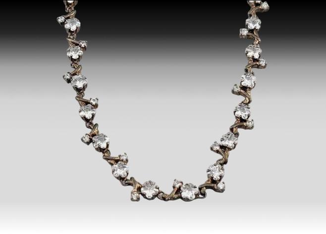 Sterling Silver & Cubic Zirconia Floral Necklace 