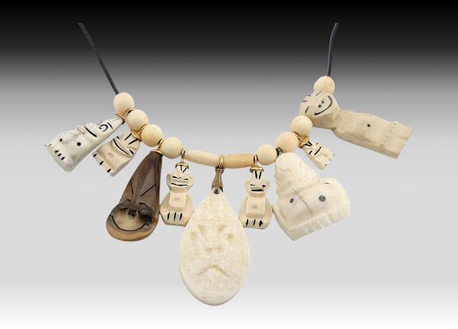 Mammoth & Walrus Ivory Biliken & Shaman Charm Necklace 