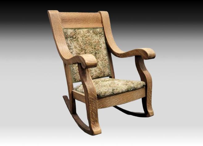 Tiger Oak & Tapestry Rocking Chair