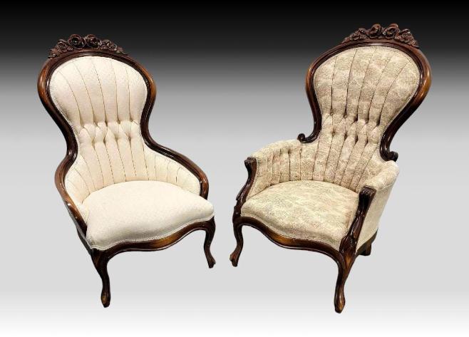 Pelham, Shell & Leckie Ladies & Gentleman Parlor Chairs