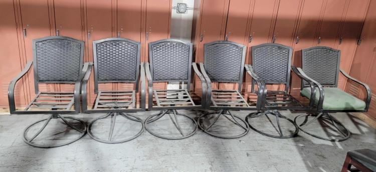 6x Metal Patio Chairs w/ Woven Style Back