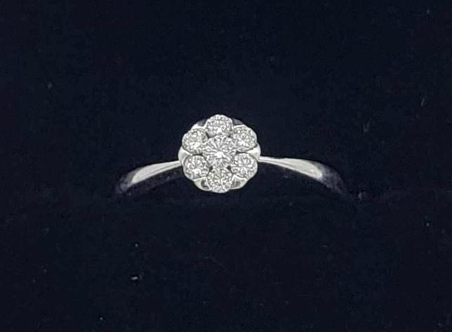 14K White Gold & Diamond Flower Ring