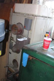 old-lennox-furnace-lumber-door-box-fan