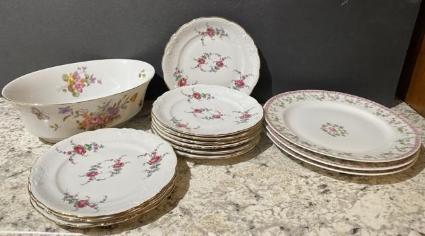 collection-of-pink-and-green-floral-dishes